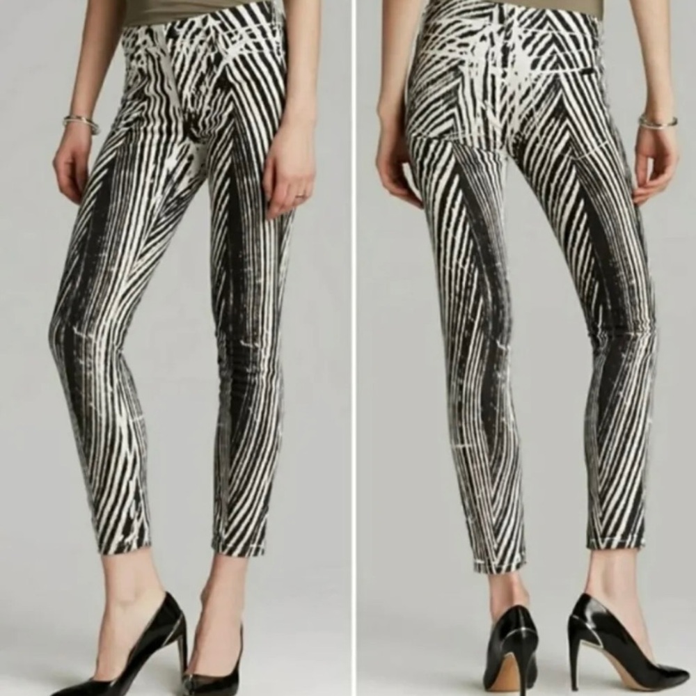 Joe's Jeans Wood Grain Print Black & White Skinny Ankle Pants Size 28